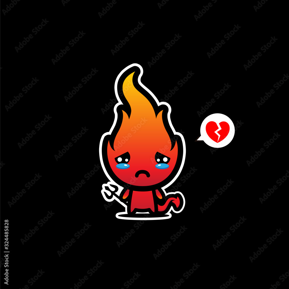 Sad fire demon mascot vector design Sad fire demon mascot vector design