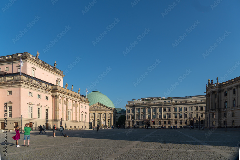 The Bebelplatz (formerly the Opernplatz), public square in the central Mitte, Berlin, Germany, bounded by the State Opera building, St. Hedwig's Cathedral and Humboldt University