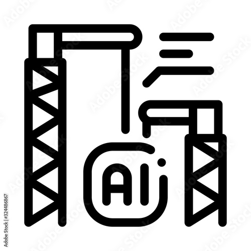 Building Crane Icon Vector. Outline Building Crane Sign. Isolated Contour Symbol Illustration