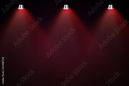 red stage with spotlight