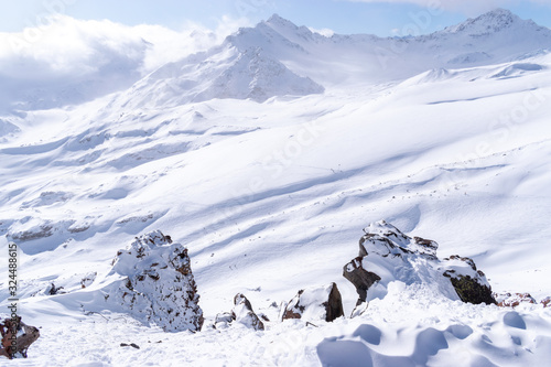 snow-capped mountains, Caucasus Russia. © Илан Марголин