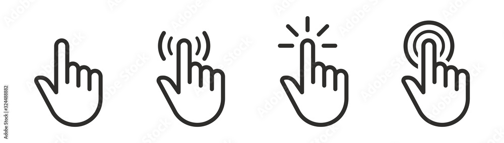 Hand clicking icon, click pointer vector Stock Vector