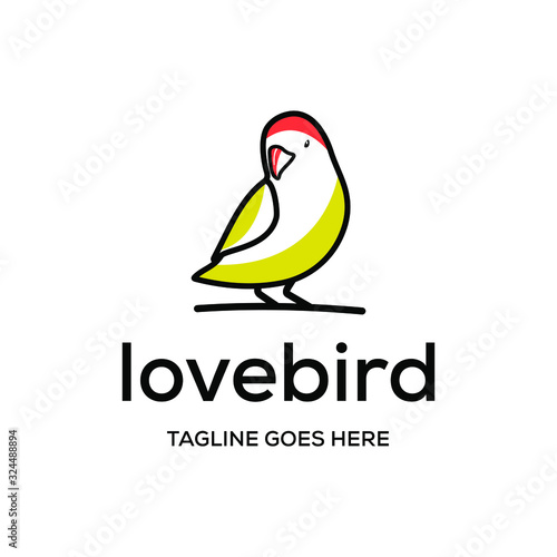 Lovebird logo design icon. Lovebird outline design.