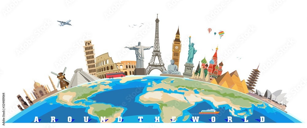 world culture tourism travel historical monuments Stock Vector | Adobe ...