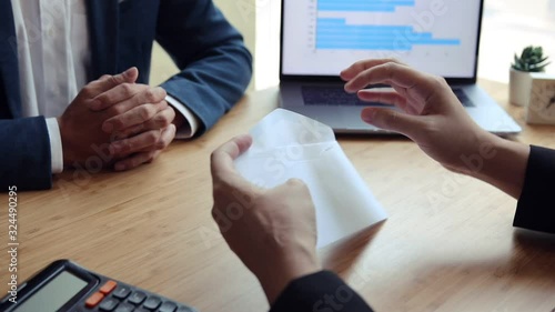 Male employee sent some envelopes to the employer while the employer opened the envelope. Found that the inside is an employee resignation letter.