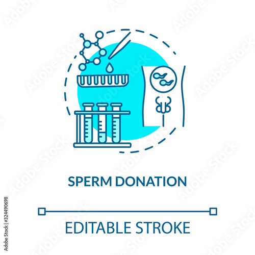 Sperm donation turquoise concept icon. In vitro fertilization. Human fertility. Reproductive technology idea thin line illustration. Vector isolated outline RGB color drawing. Editable stroke