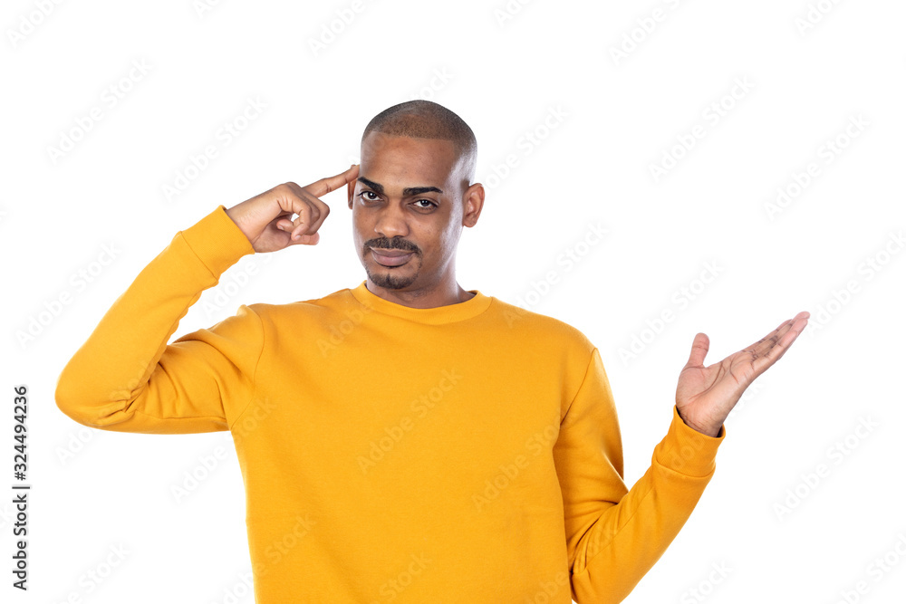 Fototapeta premium Afroamerican guy wearing a yellow jersey