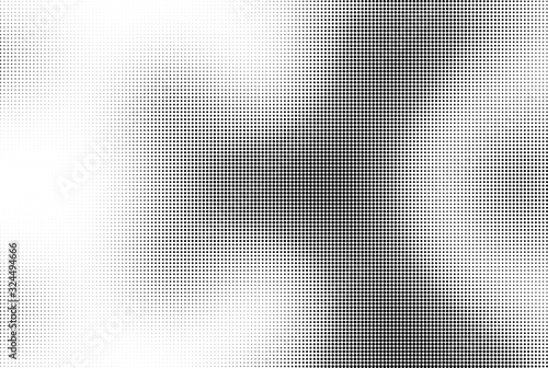 Abstract halftone wave dotted background. Template of black dots on a white background. Chaotic monochrome texture