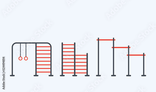 Horizontal bars. Street workout place. Element and equipment for urban outdoor training. Sport background icon in flat style. EPS10 top view.