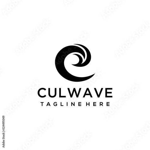 Creative luxury abstract water wave Logo icon Template photo