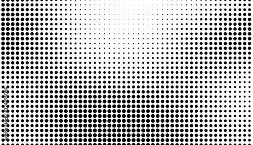 Abstract halftone wave dotted background. Template of black dots on a white background. Chaotic monochrome texture