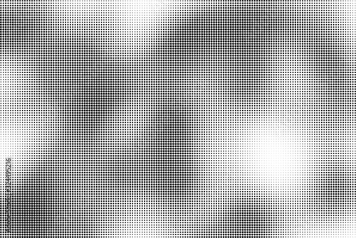 Abstract halftone wave dotted background. Template of black dots on a white background. Chaotic monochrome texture