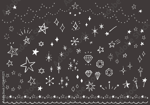 星の手描きアイコンのセット