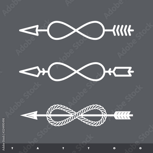 Vector set tattoo arrows infinity