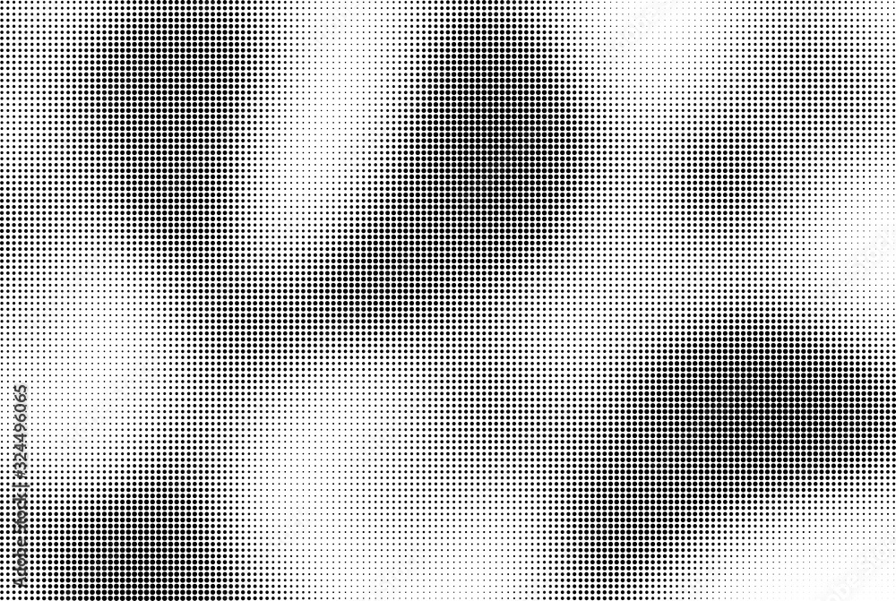 Abstract halftone wave dotted background. Template of black dots on a white background. Chaotic monochrome texture Abstract halftone wave dotted background. Template of black dots on a white background. Chaotic monochrome texture