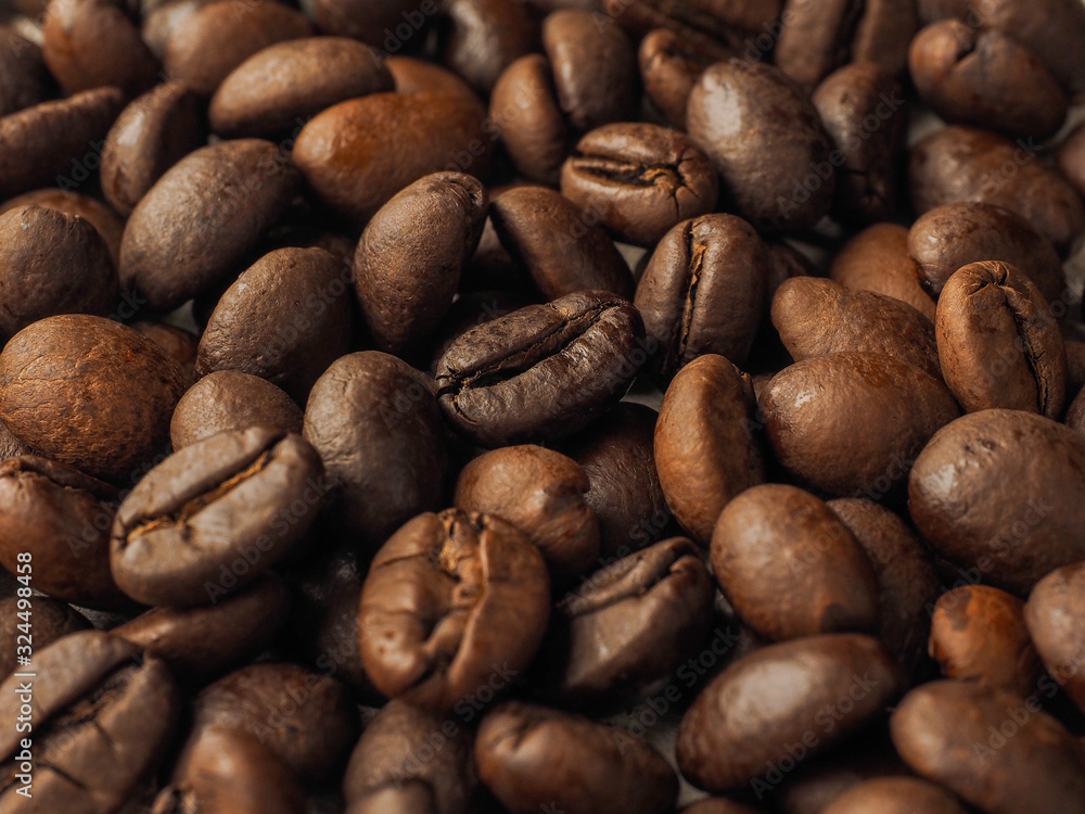 Close-up macro coffee grains texture background Close-up macro coffee grains texture background
