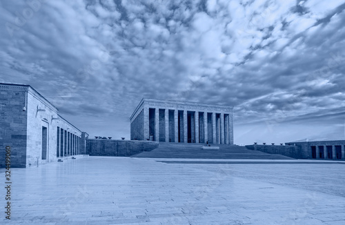 Anitkabir, Mausoleum of Ataturk with dramatic cloudy sky, Ankara Turkey