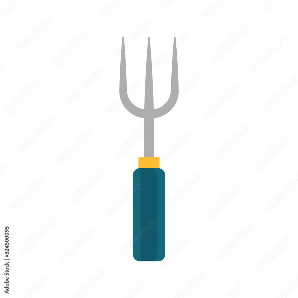 Garden fork for planting.Gardening tool.Simple flat vector isolated illustration on a white background