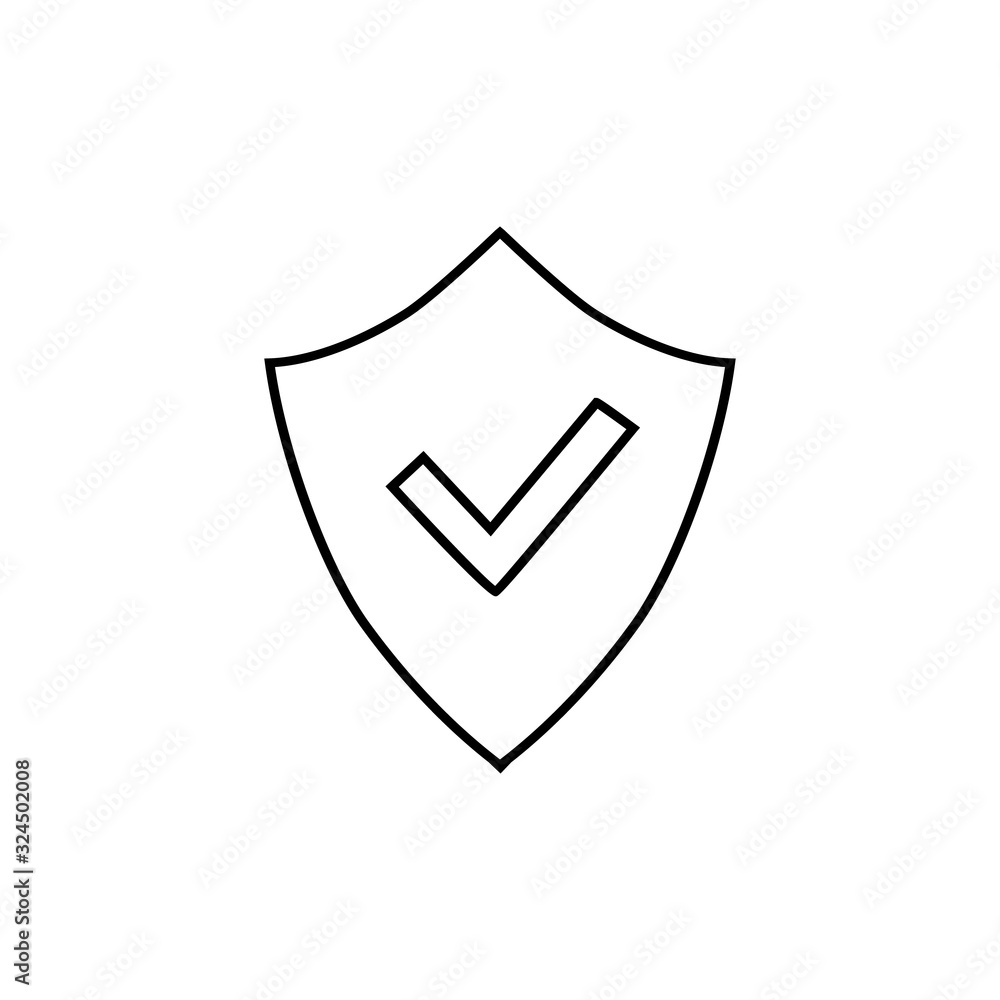 Shield and Check Mark Line Icon Vector Logo Template in flat Shield and Check Mark Line Icon Vector Logo Template in flat