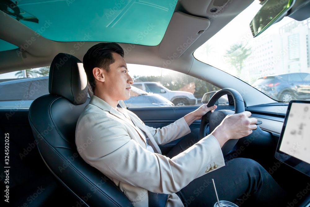 Asian Man Driving Car Asian Man Driving Car