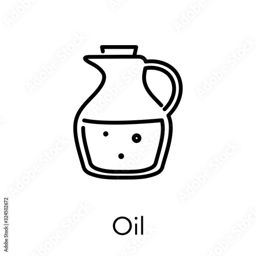 Icono plano lineal jarra de aceite de oliva en color negro