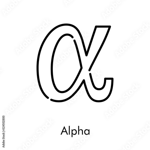 Logotipo lineal letra alpha en color negro