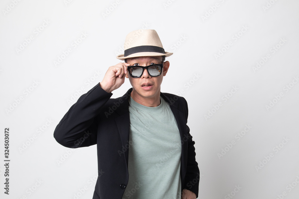 Portrait of a adult asian man in sunglasses. Portrait of a adult asian man in sunglasses.