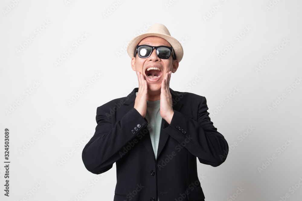 Portrait of a adult asian man in sunglasses. Portrait of a adult asian man in sunglasses.