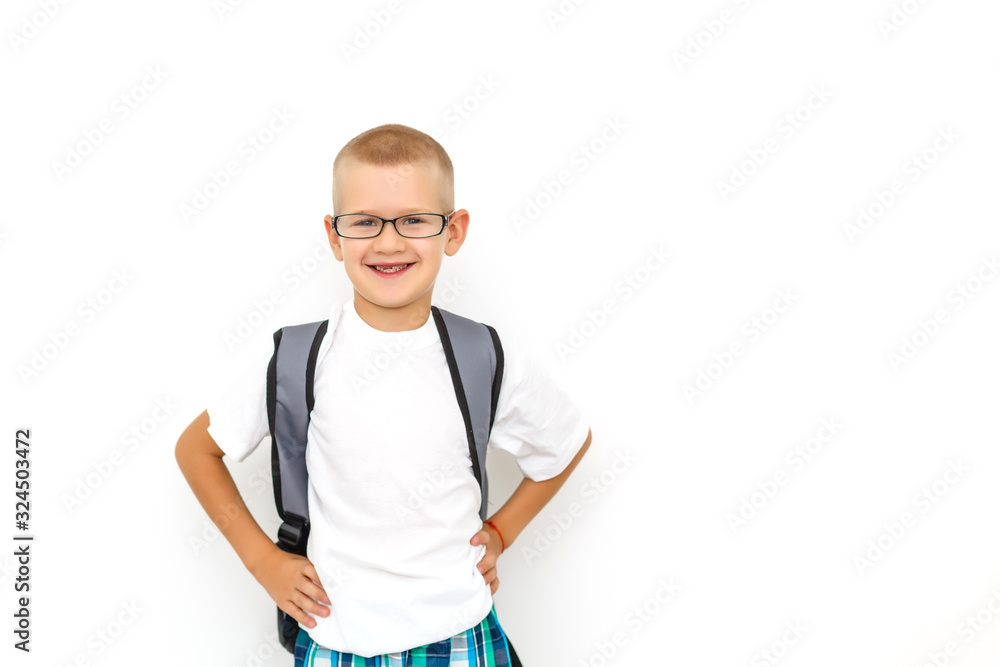 portrait of male elementary pupil on white portrait of male elementary pupil on white