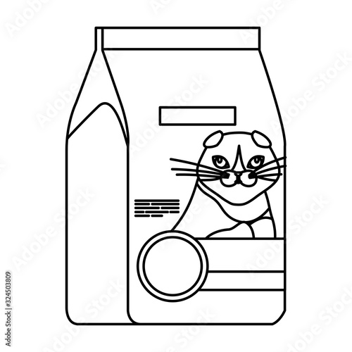 food for cat in bag line style icon vector illustration design