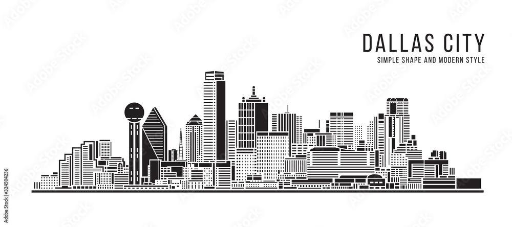 Cityscape Building Abstract Simple shape and modern style art Vector design - Dallas city