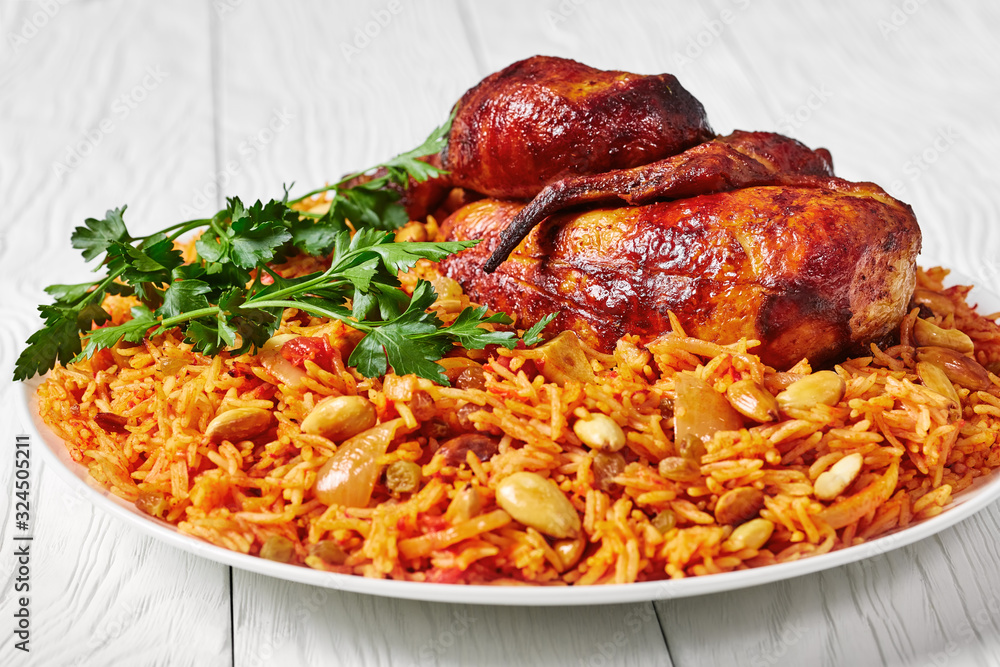 Chicken kabsa homemade arabian rice Stock Photo Adobe Stock