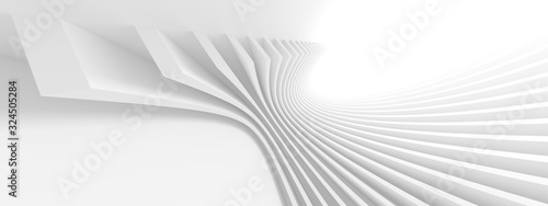 White Modern Tunnel Background. Abstract Building Concept. Minimal Geometric Shapes Design