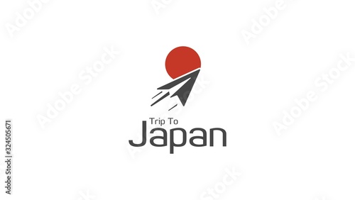 Template logo for travel agency. Text my trip. Concept near me. Geolocation pin with badge inside. Point map check location in navigation. Vector illustration. trip to japan
