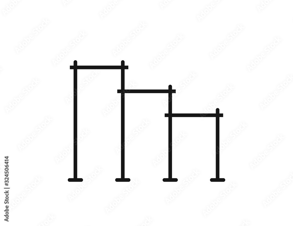 Horizontal bars. Street workout place. Element and equipment for urban outdoor training. Sport background icon in flat style. EPS10 top view. Horizontal bars. Street workout place. Element and equipment for urban outdoor training. Sport background icon in flat style. EPS10 top view.