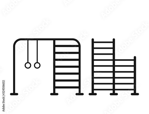 Horizontal bars. Street workout place. Element and equipment for urban outdoor training. Sport background icon in flat style. EPS10 top view.