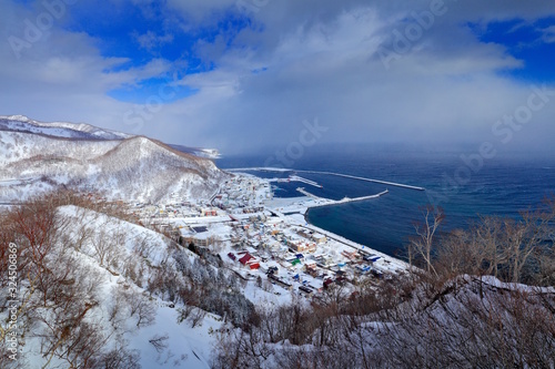 Rausu is mountain located in Menashi District, Nemuro Subprefecture, Hokkaido. Beautiful winter landscape from Japan.