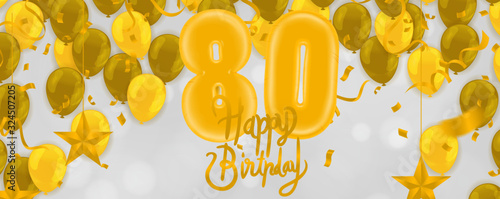 Number 80th anniversary birthday balloon isolated on background party celebration