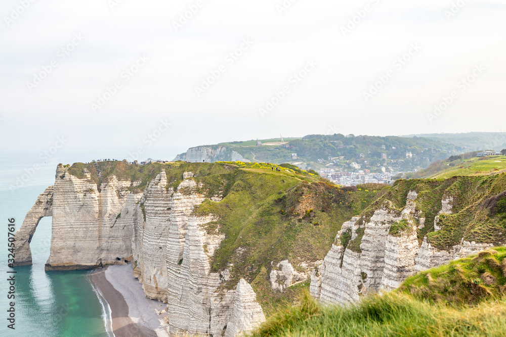 Fototapeta premium Rocks on the coast of the English channel strait. Etretat village, Normandy region, France.