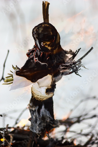 Quadro em tela Pagan burning of an effigy of Maslenitsa, a rite of spring sacrifice, a small do