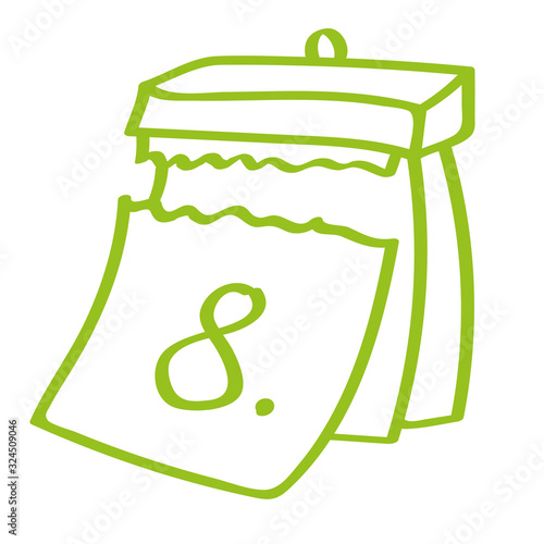 Handgezeichneter Kalender - Tag 08 in hellgrün