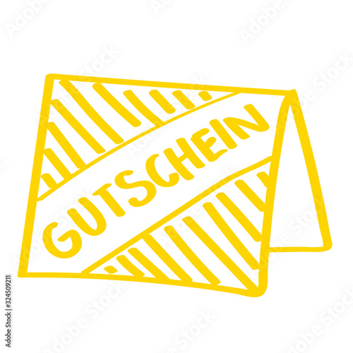 Handgezeichnete Gutschein-Karte in gelb