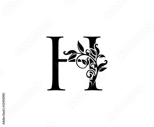 Classy Elegant letter H. Graceful royal style. Calligraphic beautiful logo. Vintage drawn emblem for book design, weeding card, brand name, business card, Restaurant, Boutique, Hotel. 