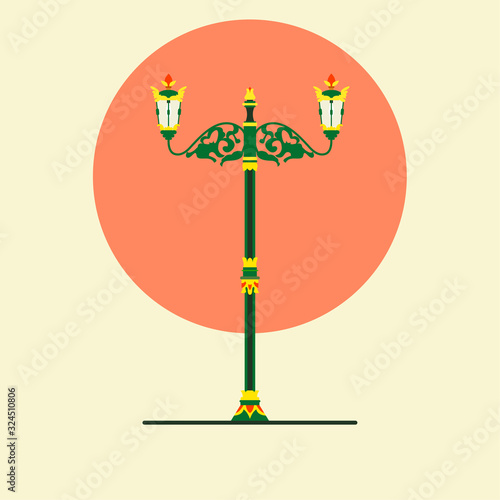 Yogyakarta or Jogja City Lamp flat design vector illustration