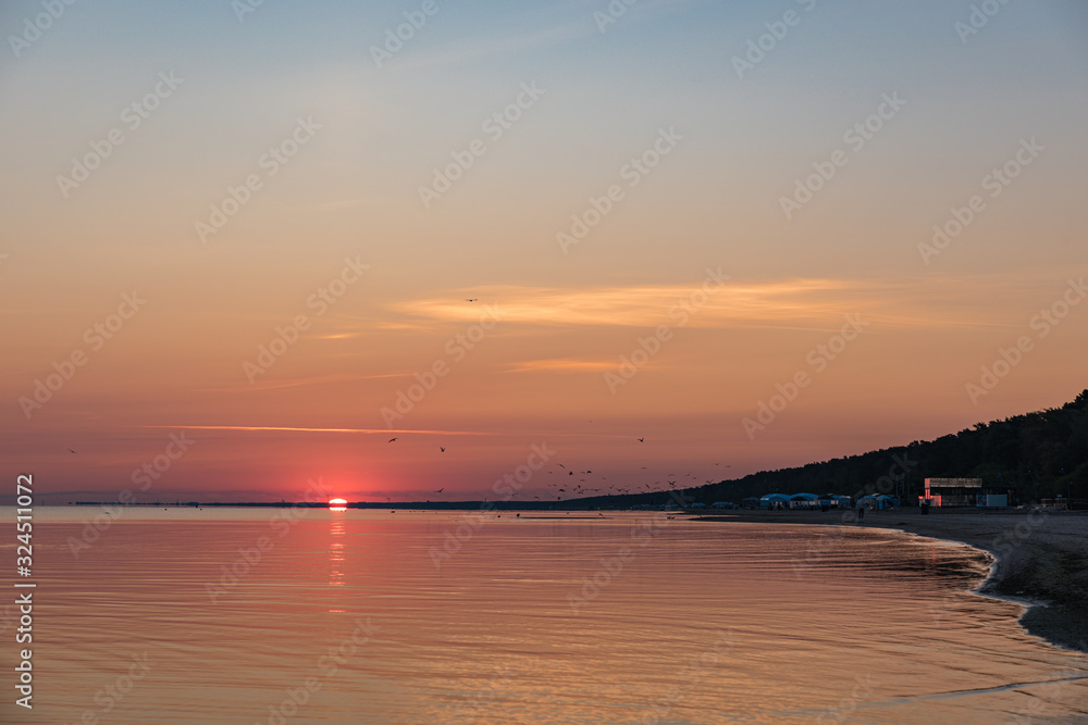 Fototapeta premium sunrise in summer, baltic sea at jurmala