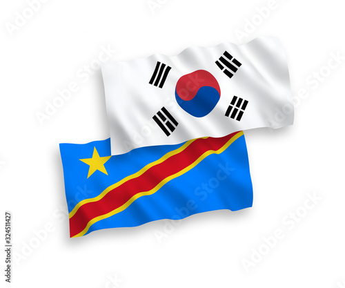 Flags of South Korea and Democratic Republic of the Congo on a white background
