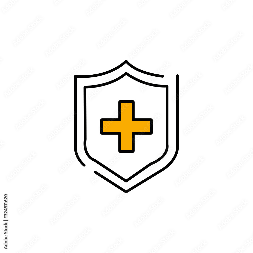 shield with plus icon vector - illustration shield with plus icon vector - illustration