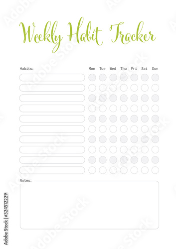 Weekly habit tracker template