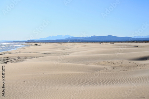 The Amazing sandy beach in Gruissan in the Aude department, France