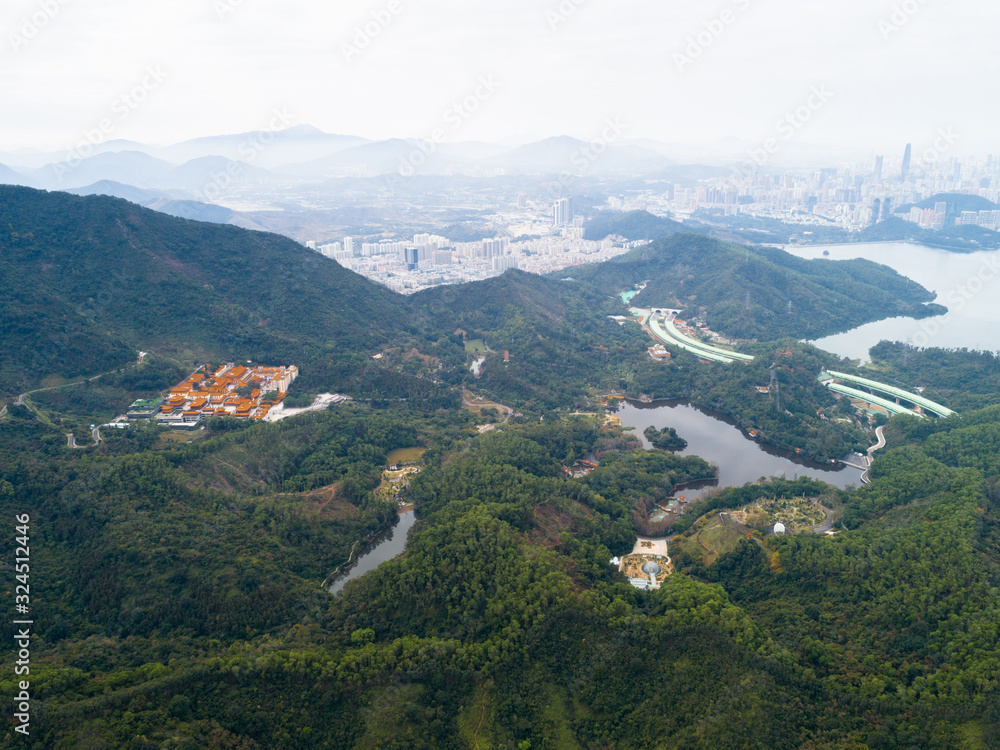 Aerial view of rural scene in spring China